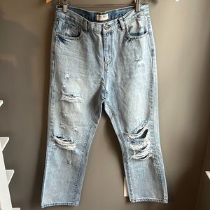 Light Wash High Waisted Distressed Denim
